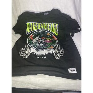 Men's Wedding Cake Wake Bake and Cake Y2K Embroidered Medium T-Shirt‎ 420 Skull